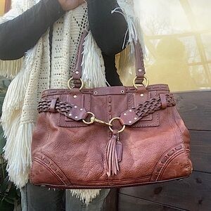 RARE! COACH LTD Edition Hamptons Vintage Brown Leather Braided Satchel 9290